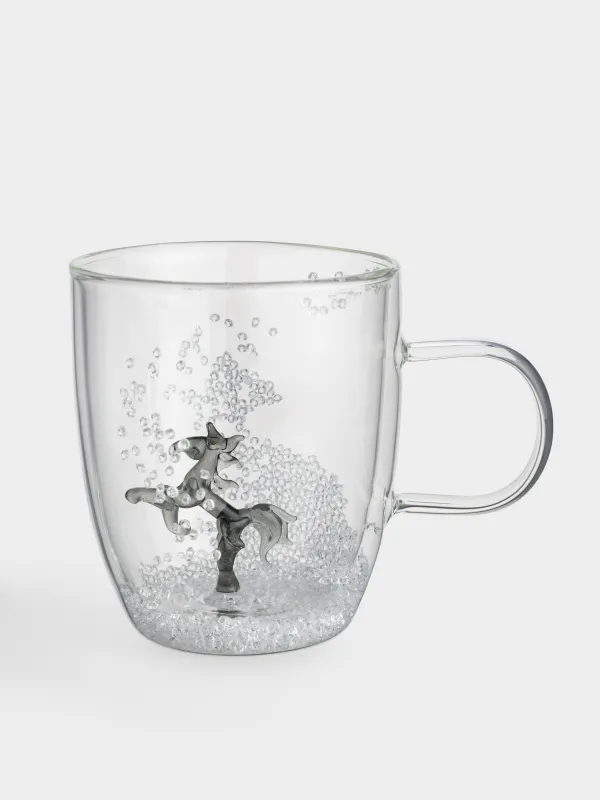 Кружка, 450 мл, стекло Б, с кристаллами внутри, Конь, Air shape, image-0