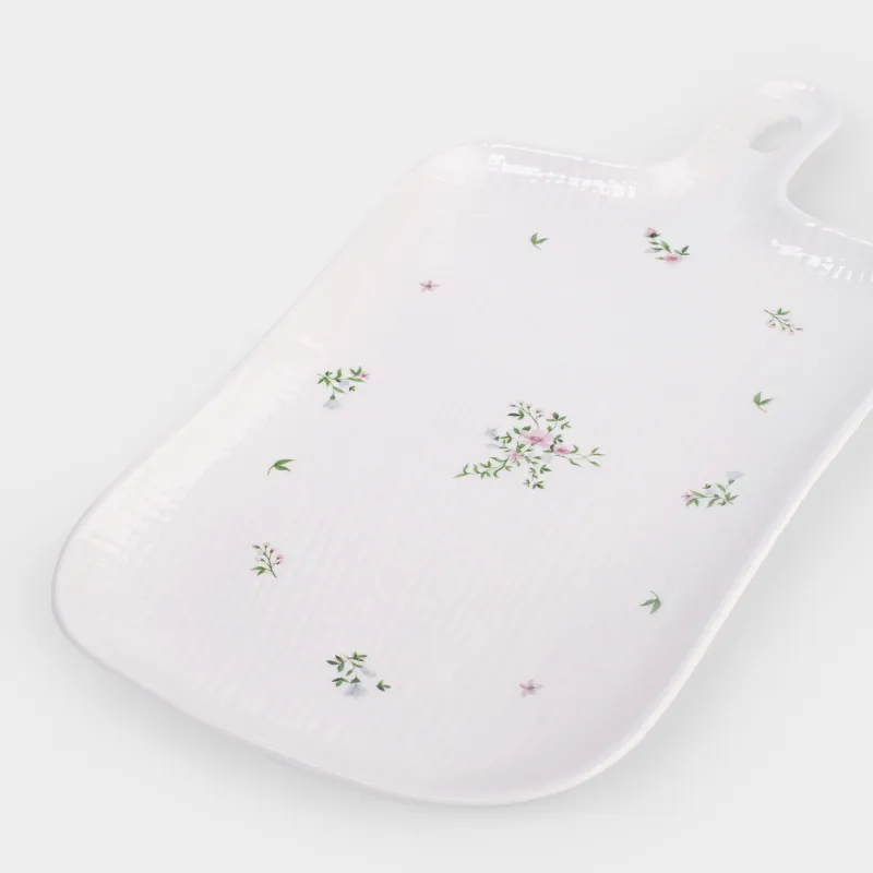 Блюдо сервировочное, 16х31 см, с ручкой, керамика D, белое, Нежные цветы, El floria, image-2