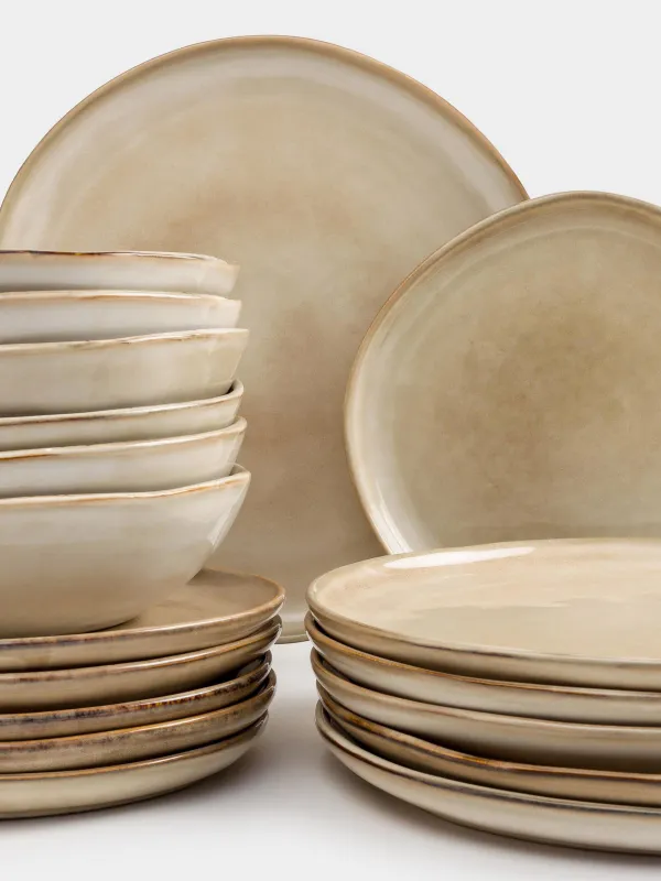 Сервиз обеденный, 6 перс, 18 пр, керамика R, бежевый, Burgos, image-1