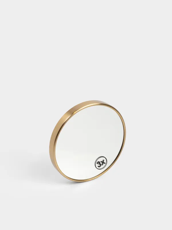 Зеркало подвесное, 15/14 см, увеличительное, на присосках, металл, круглое, золотистое, Freya, image-0