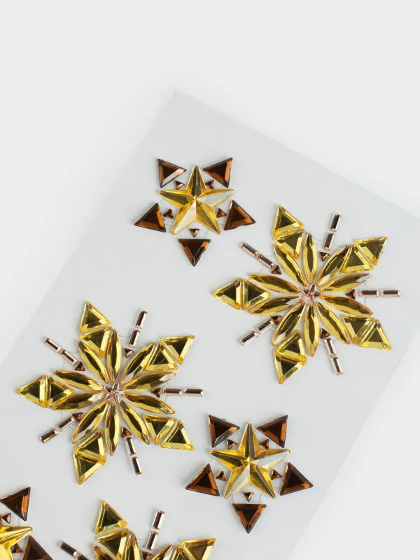 Набор наклеек, 9х17 см, одноразовые, акрил, Золотые звезды, Christmas decal, image-2
