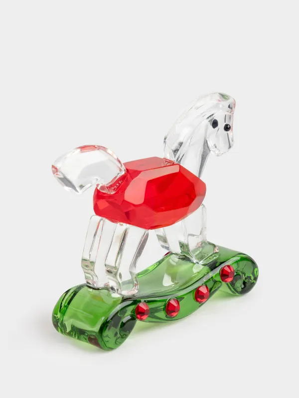 Статуэтка, 6x6 см, кристальное стекло, красно-зеленая, Лошадка, Horse vitreous, image-2