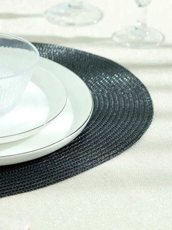 Салфетка под приборы, 30х45 см, полиэстер, овальная, черная, Circle shine, image-4
