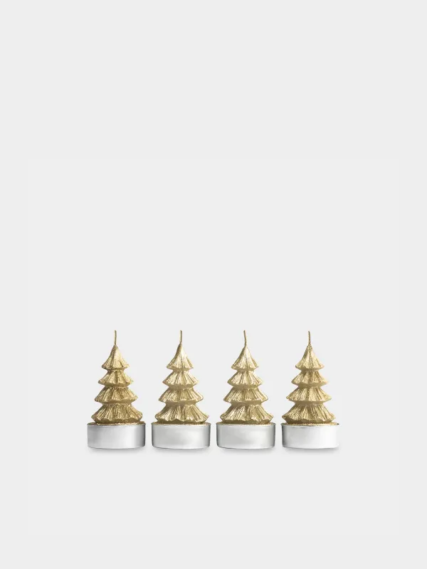 Свеча, 4х7 см, 4 шт, с блестками, Елки, Fir candle, image-0