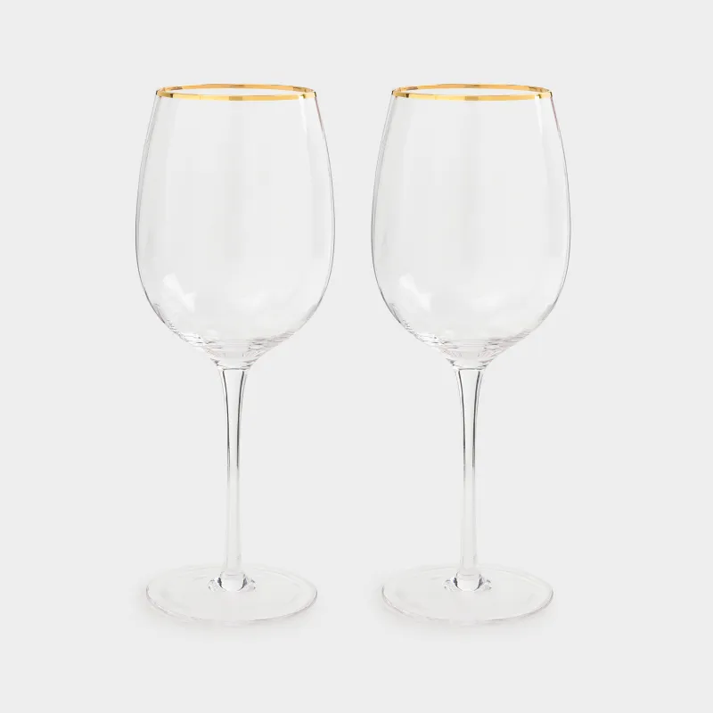Бокал для вина, 470 мл, 2 шт, стекло Р, с золотистым кантом, Filo R gold, image-0