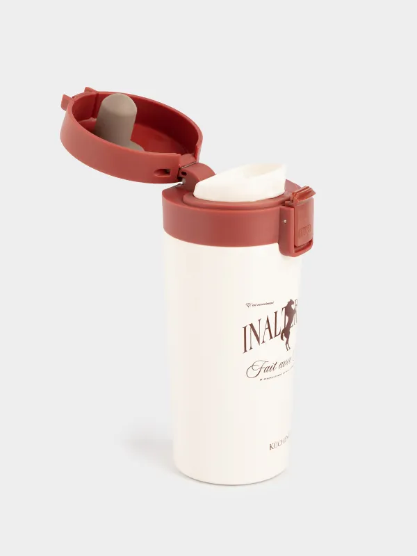 Термокружка, 380 мл, сталь/пластик, бежевая, матовая, Inalterable, Voyage, image-3