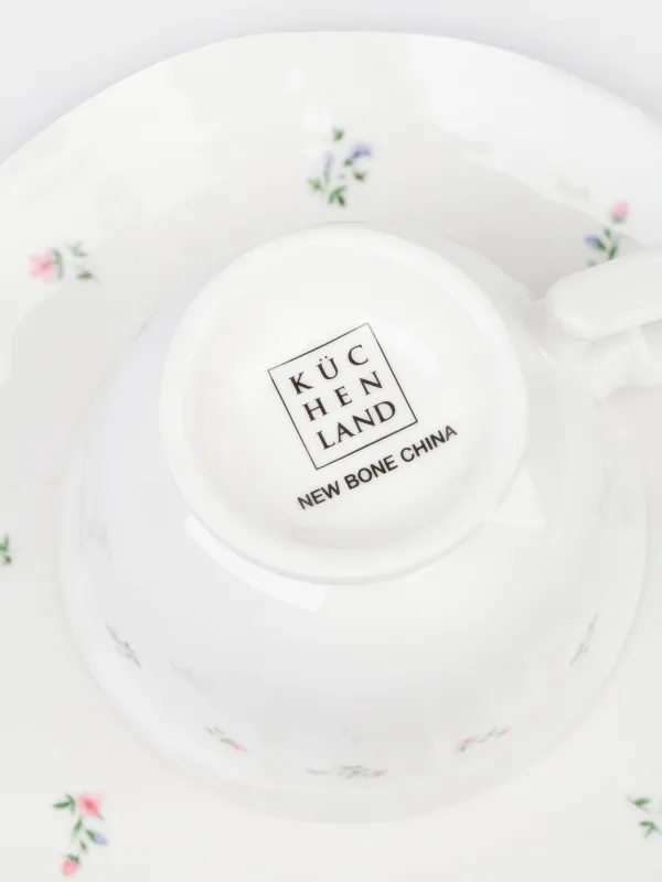 Пара чайная, 2 перс, 4 пр, 180 мл, фарфор N, белая, Нежные цветы, El floria, image-5