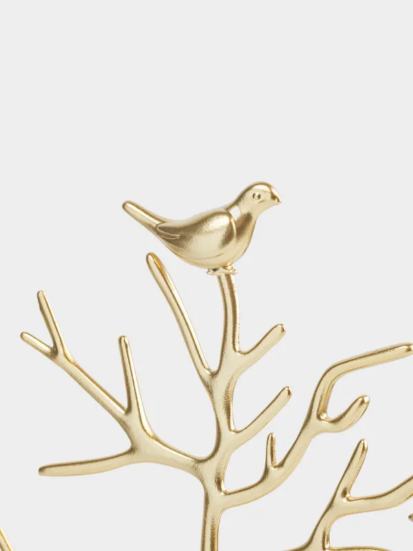 Держатель для украшений, 30 см, металл, золотистый, Дерево с птицами, Magic tree, image-3
