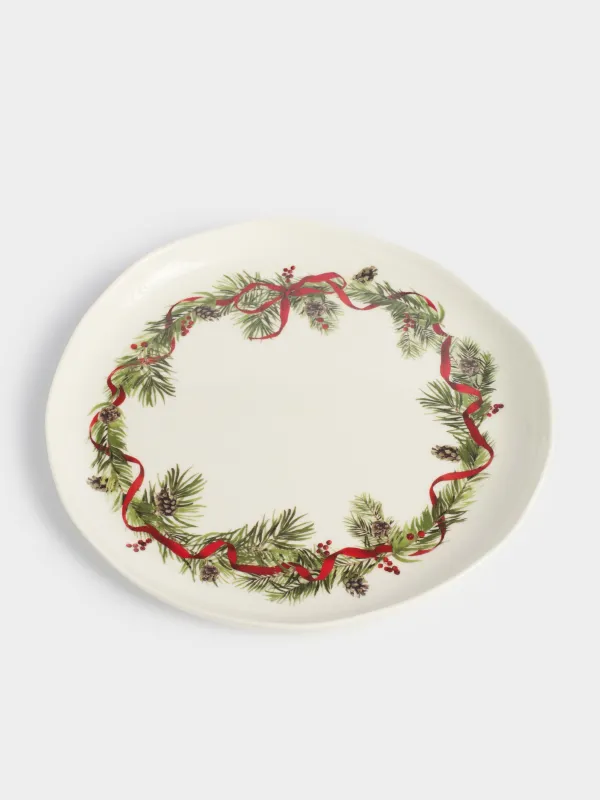 Тарелка обеденная, 26 см, фарфор N, белая, Шишки и рябина, Rowan delice, image-2