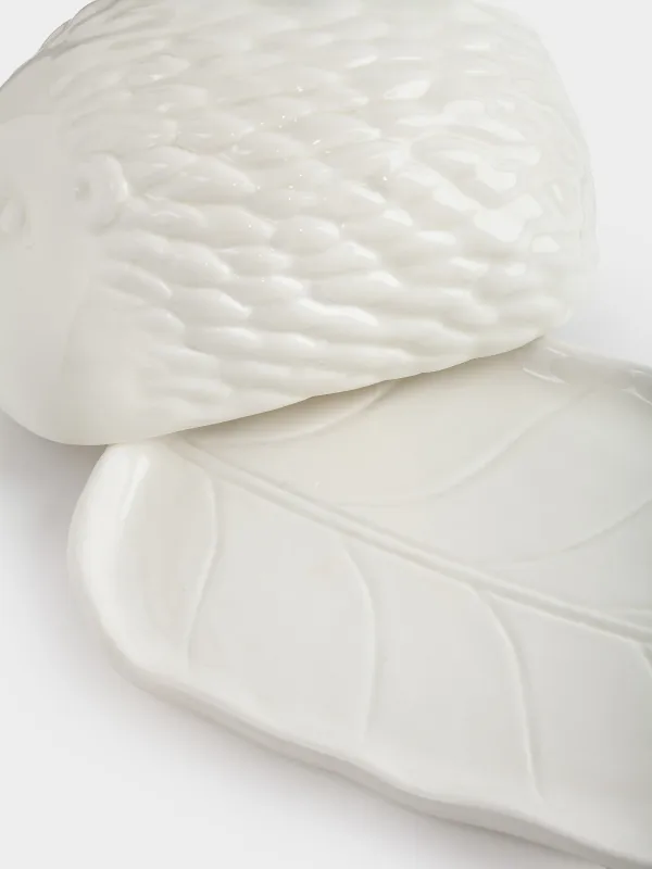 Масленка, 18 см, керамика, прямоугольная, молочно-золотистая, Еж, Golden glow, image-4