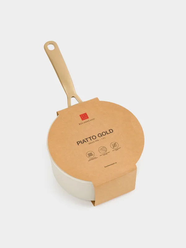 Ковш, 16 см, 1,3 л, с крышкой, с покрытием, алюминий, молочный, Piatto gold, image-8