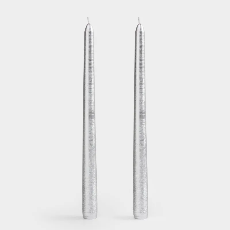 Свеча, 25 см, 2 шт, тонкая, серебристая, Galore candle