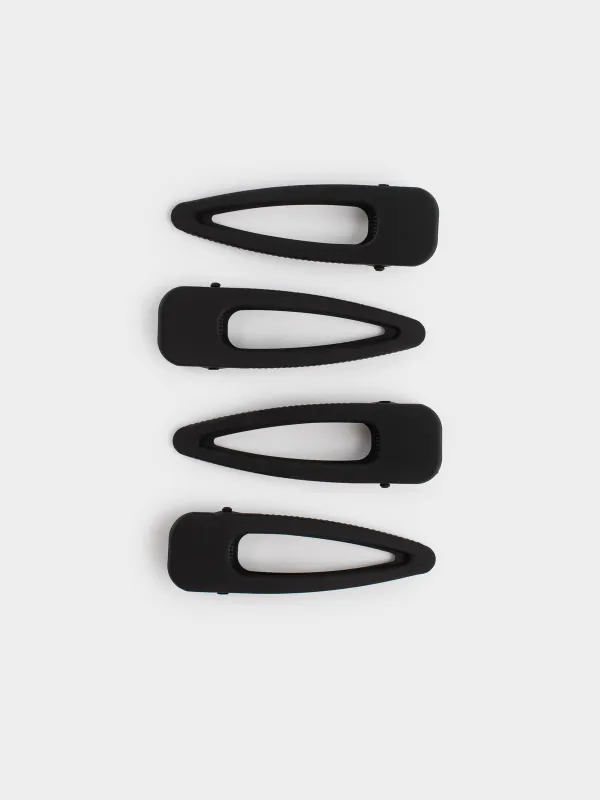 Заколка для волос, 8 см, 4 шт, металл, черная, Basic, image-0