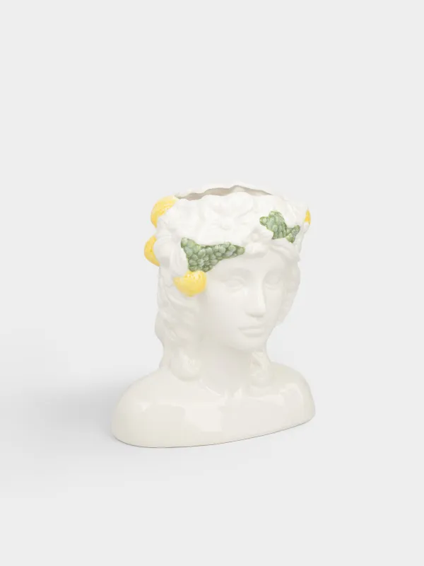 Ваза для цветов, 26 см, декоративная, керамика D, молочная, Девушка в цветах с фруктами, Girls, image-1