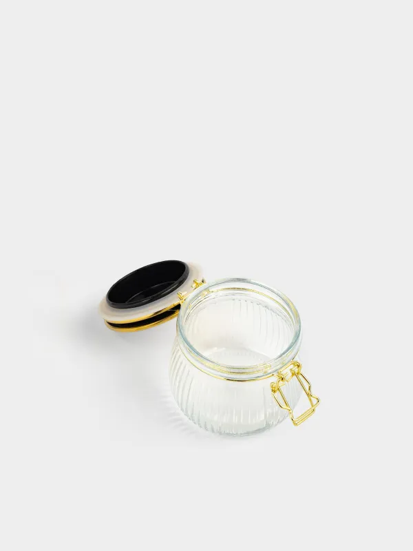 Банка для сыпучих продуктов, 500 мл, клипса, Ribby gold, image-4