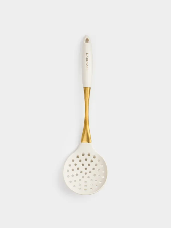Шумовка, 36 см, силикон/сталь, молочно-золотистая, Pintino, image-0