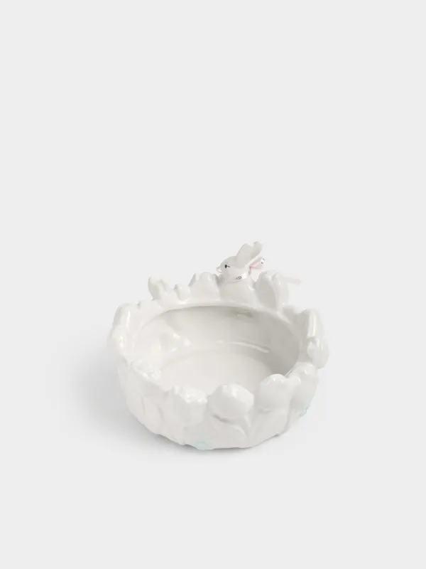 Конфетница, 19х11 см, 810 мл, керамика D, молочная, Кролики в цветах, Rabbit bloome, image-3