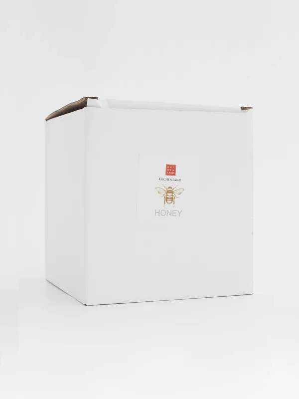 Банка для меда, 650 мл, с ложкой, керамика/сталь, молочная, Пчелы, Honey, image-7