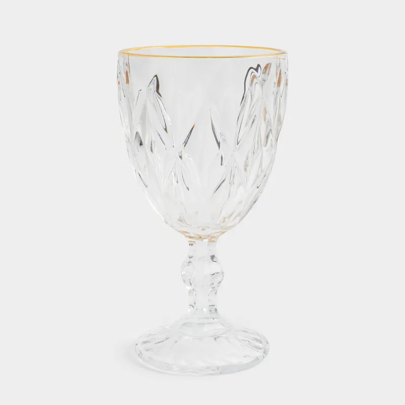 Бокал-кубок для вина, 300 мл, 6 шт, стекло Р, с золотистым кантом, Rhomb gold, image-5