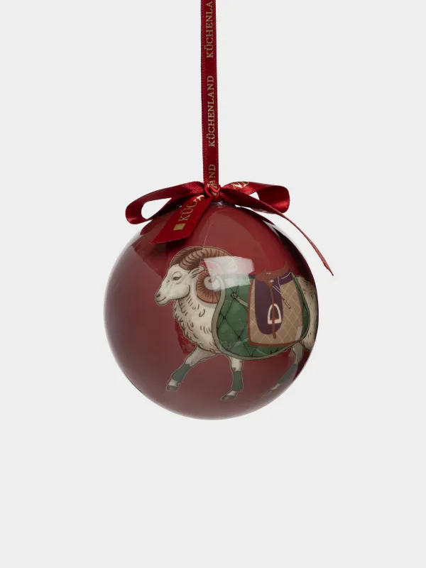 Игрушка елочная, 7 см, Шар, Баран, Ball print, image-1