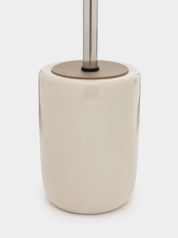 Ерш туалетный, 39 см, с подставкой, керамика/пластик, бежевый, Nira, image-2