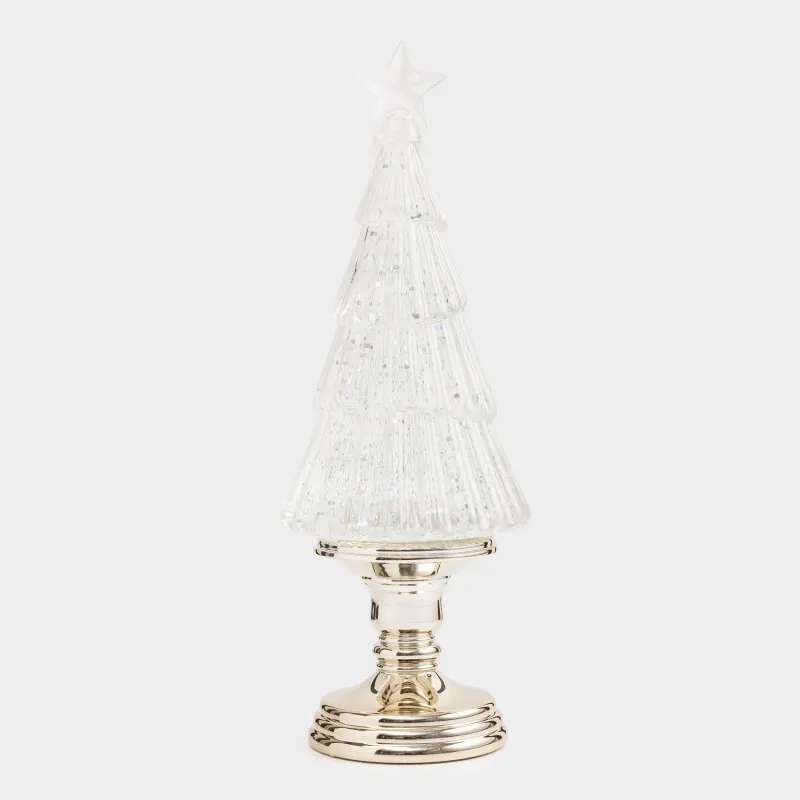 Снежный фонарь, 35 см, с подсветкой, пластик, шампань, Ель с блестками, Golden style, image-2