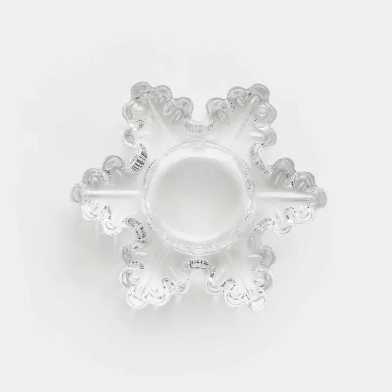 Подсвечник, 11 см, для чайной свечи, стекло, Снежинка, Snowfall