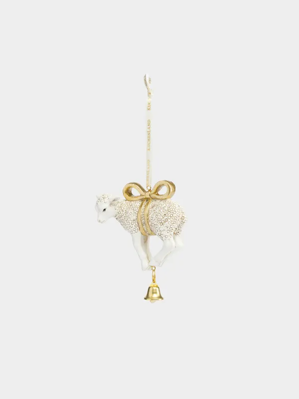 Игрушка елочная, 10 см, Ягненок с колокольчиком, Figure christmas, image-2