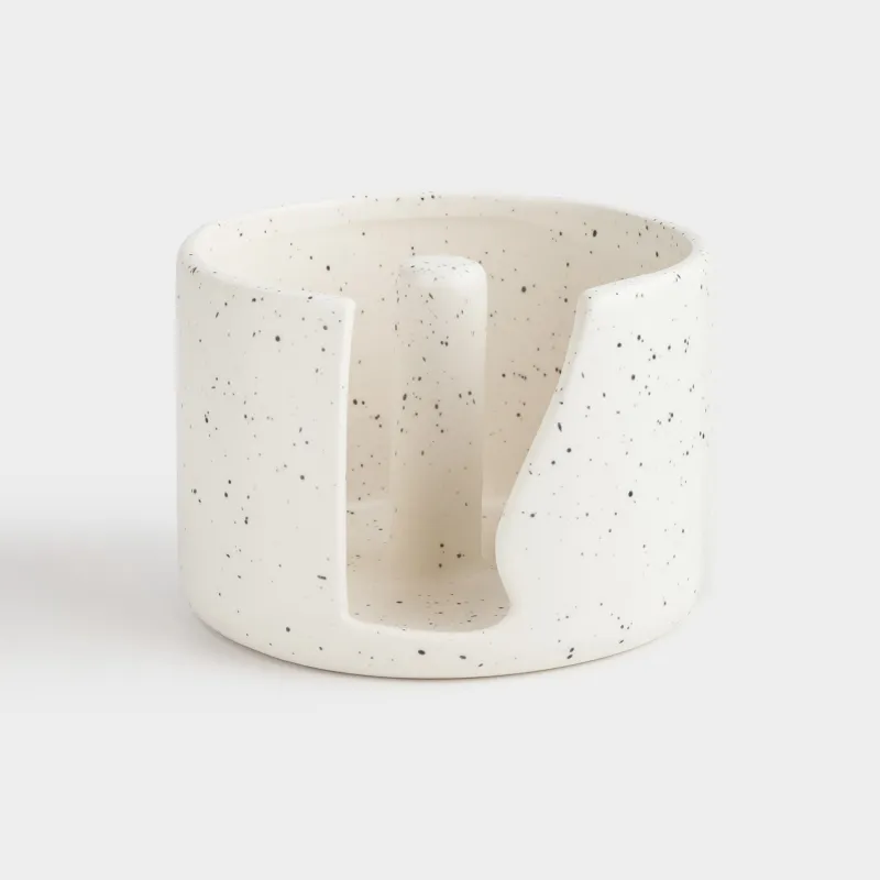Держатель для бумажных полотенец, 8 см, керамика, молочный, в крапинку, Speckled black