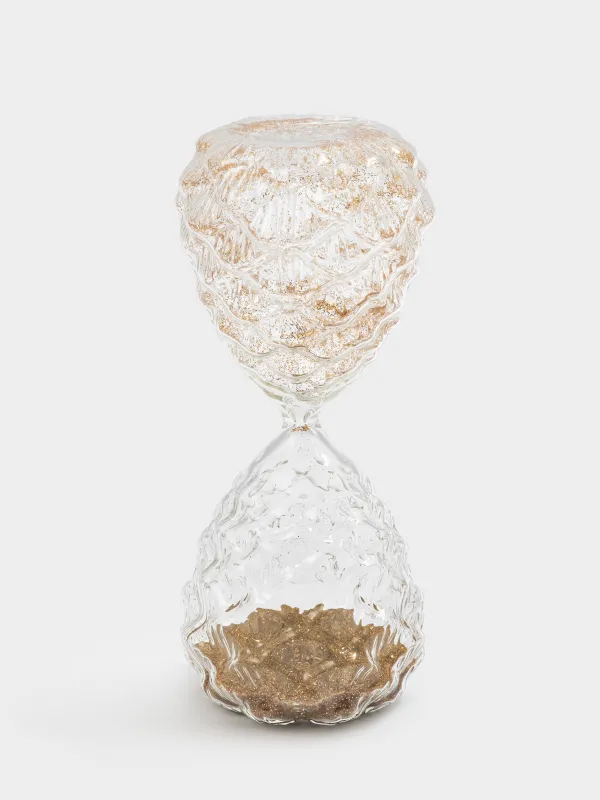 Часы песочные, 15 см, 3 минуты, с блестками внутри, стекло Б/песок, Шишки, Sand time, image-0