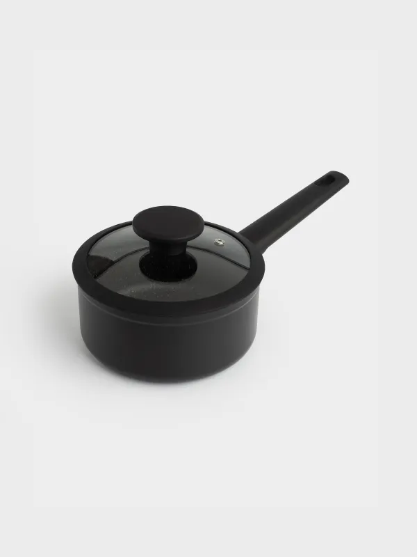 Ковш, 16 см, 1,4 л, с крышкой, с покрытием, алюминий, черный, Black rock, image-1