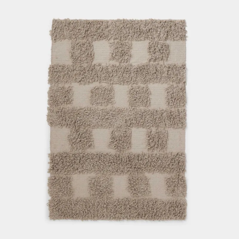 Ковер, 120х180 см, с ворсом, хлопок, бежевый, Cage pattern