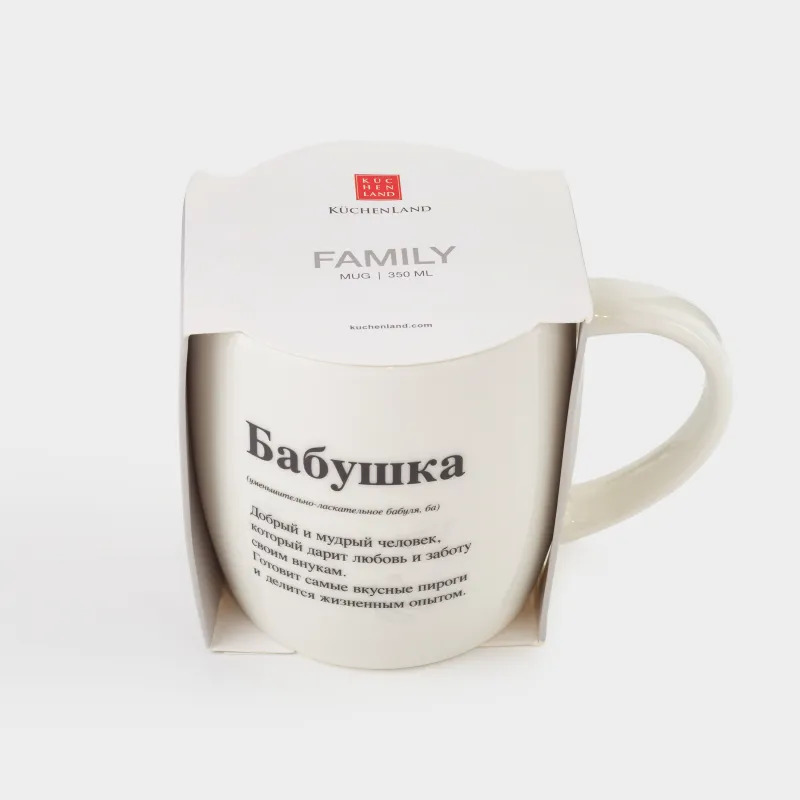 Кружка, 350 мл, фарфор N, белая, Бабушка, Family, image-4
