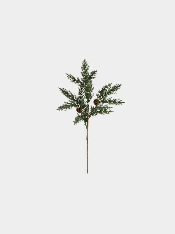 Ветка декоративная, 45 см, Хвоя с шишками, Conifer decor, image-0