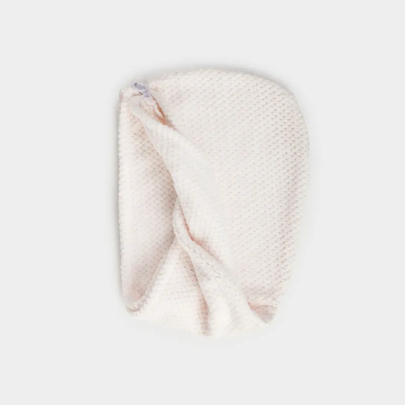 Полотенце-тюрбан для волос, 59х20 см, флис, молочное, Ratine