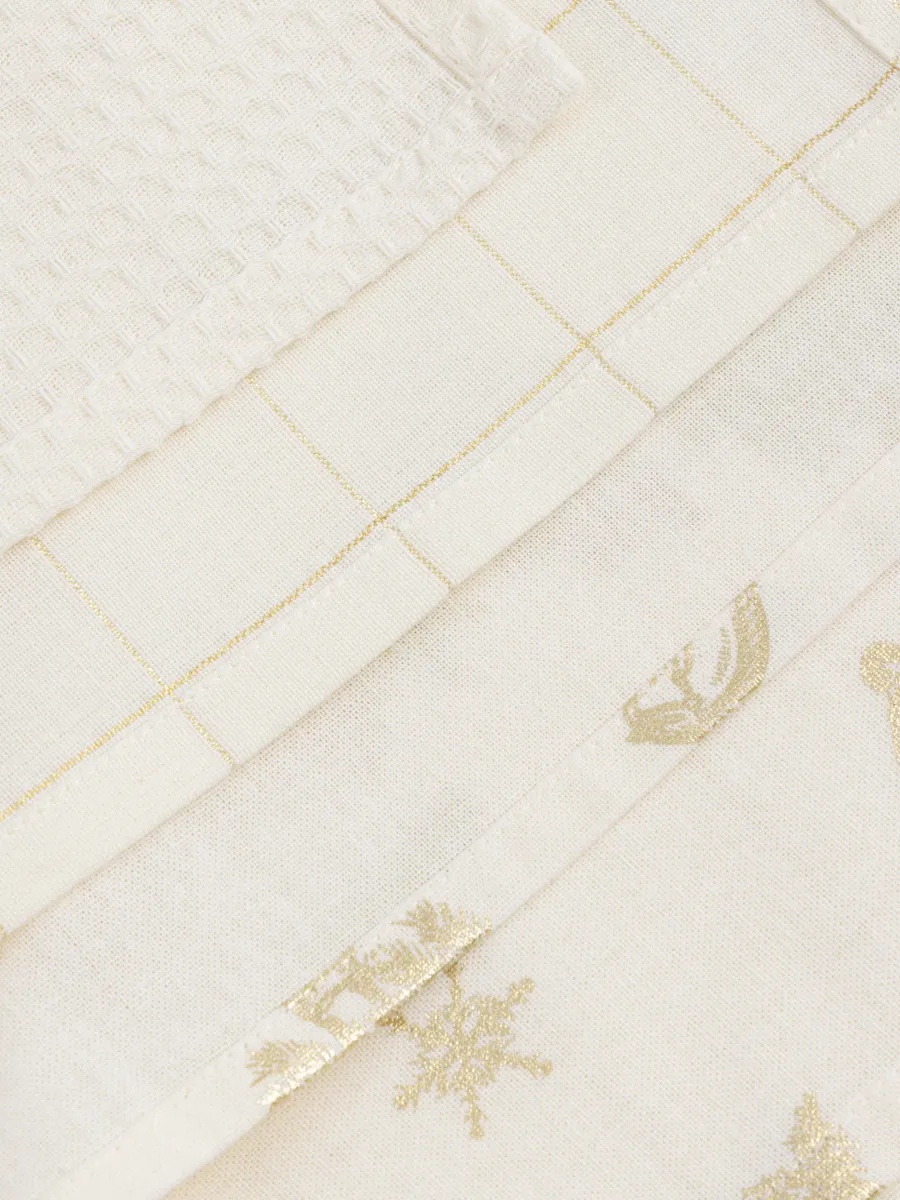 Полотенце кухонное, 40х60 см, 3 шт, хлопок, молочное, Лошадки/Клетка, Horse kitchen, image-1