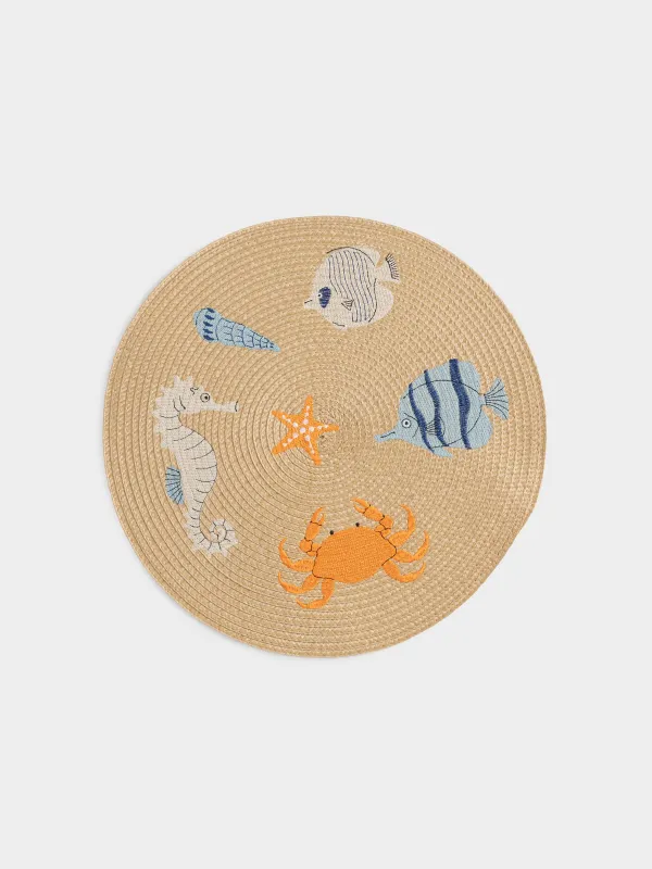 Салфетка под приборы, 38 см, Морские обитатели, Circle embroidery, image-0