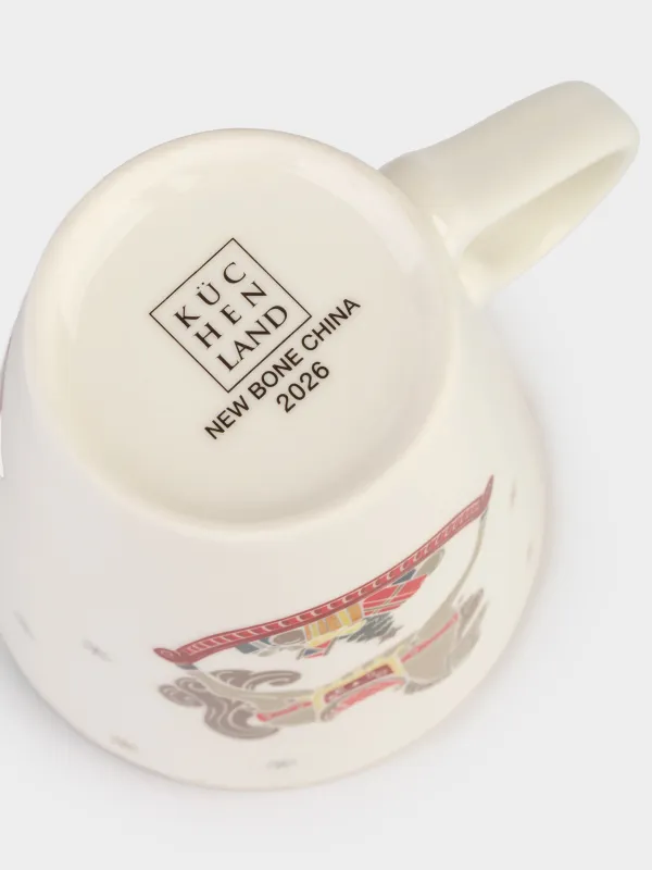 Кружка, 250 мл, фарфор N, белая, Лошадка с подарками, Horse christmas, image-3