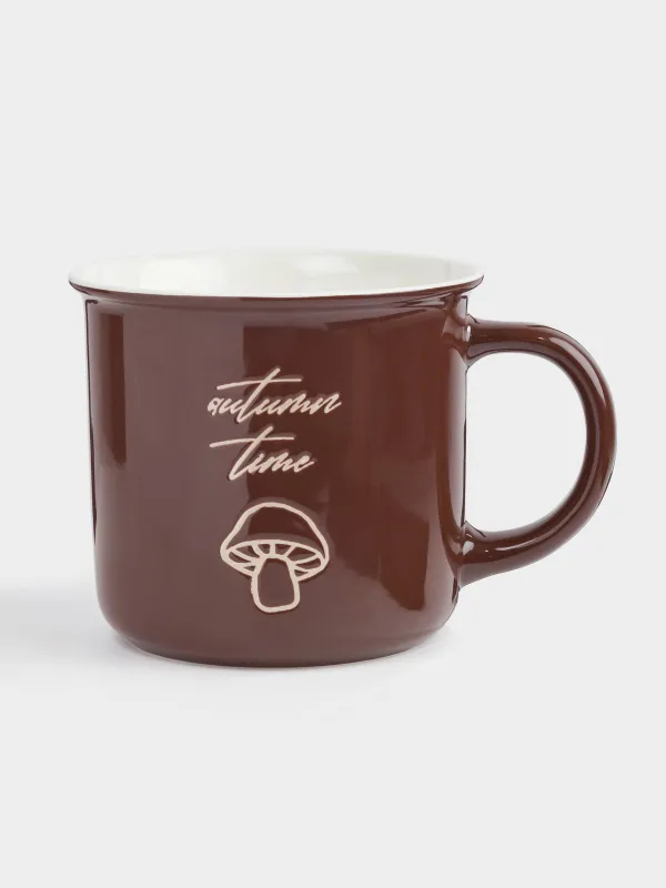 Кружка, 370 мл, фарфор N, коричневая, Гриб, Colors autumn, image-0