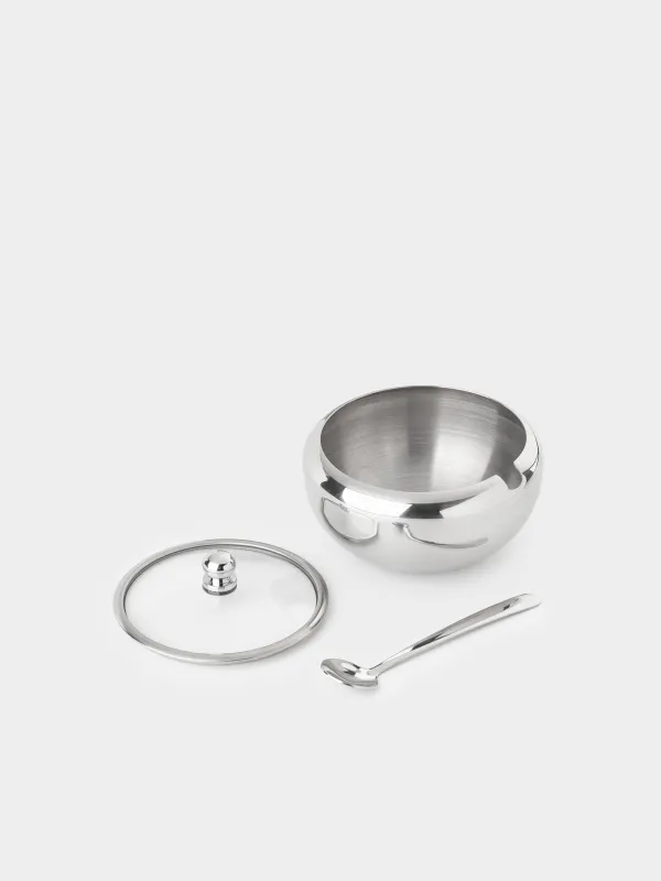 Сахарница, 9 см, 500 мл, с ложкой, сталь, Elegance, image-5