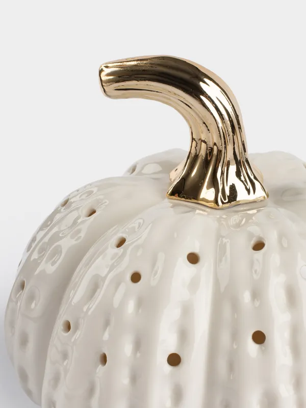 Светильник декоративный, 15 см, фарфор P, белый, Тыква, Golden glow, image-2