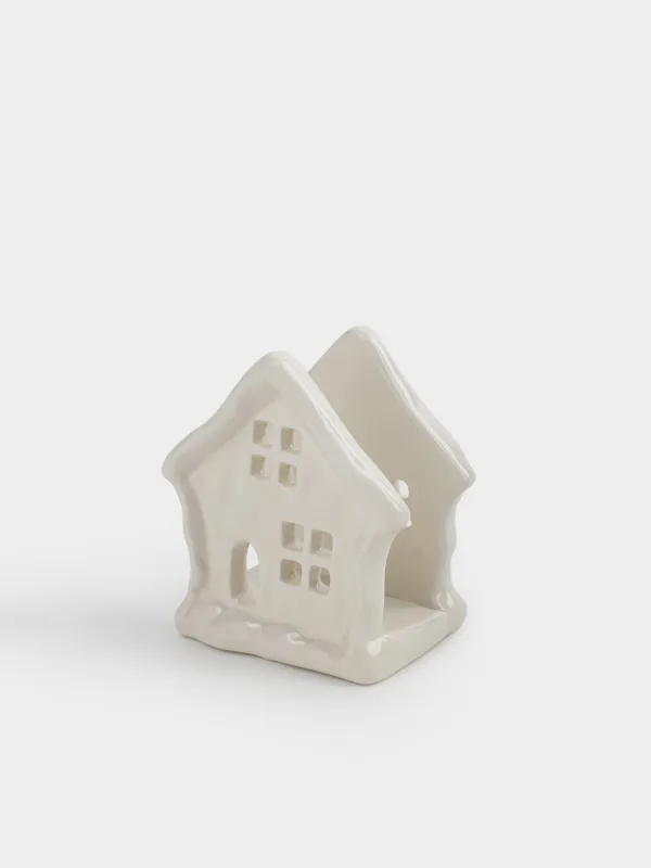 Салфетница, 8 см, керамика D, молочная, Дом, Snow sparks, image-3