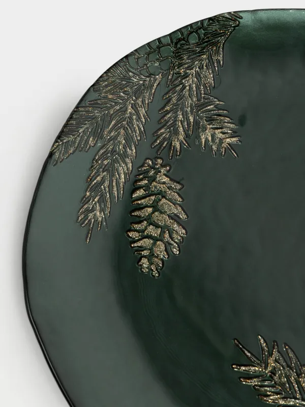 Блюдо, 26х2 см, стекло, зеленое, Еловые ветки, Winter delice, image-4