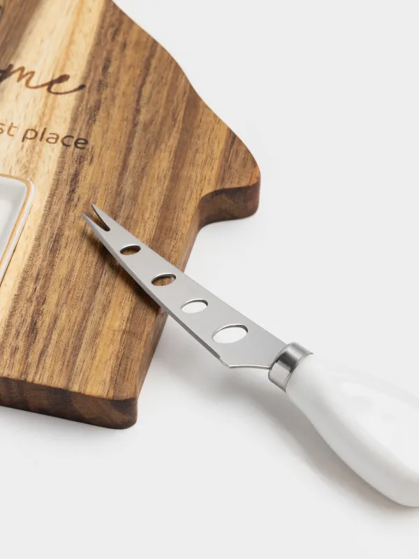 Набор для сыра, 3 пр, доска-блюдо/пиала, сталь/дерево/керамика, Домик, Noble tree, image-5