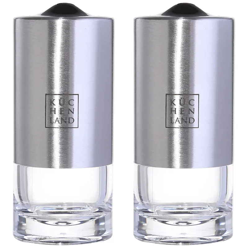 Набор для соли и перца, 13 см, на подставке, акрил/сталь, Classic, image-1