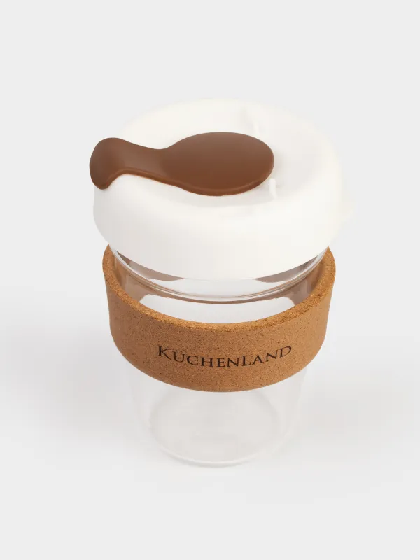 Стакан, 350 мл, с крышкой и манжетой, Clear cork, image-1