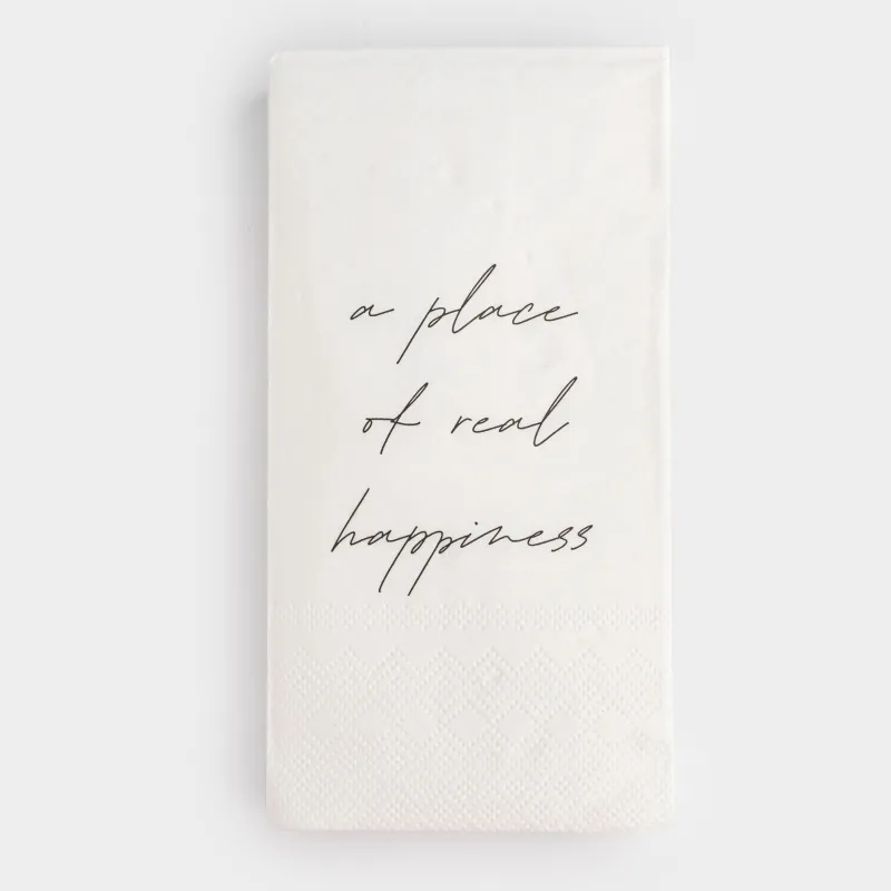 Салфетки бумажные, 33х33 см, 20 шт, прямоугольные, белые, A place of real happiness, Scroll