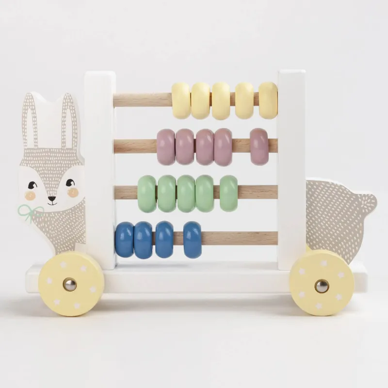 Игрушка развивающая, 20 см, дерево, Счеты на колесах, Kiddy, image-0