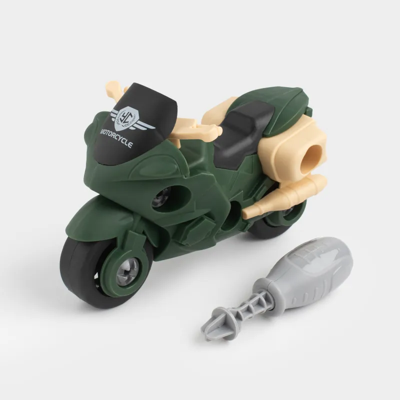 Конструктор, 10х15 см, с отверткой, пластик, зеленый, Мотоцикл, Traffic