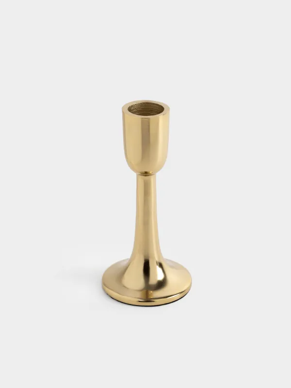 Подсвечник, 13 см, для тонкой свечи, на ножке, металл, золотистый, Fantastic gold, image-1